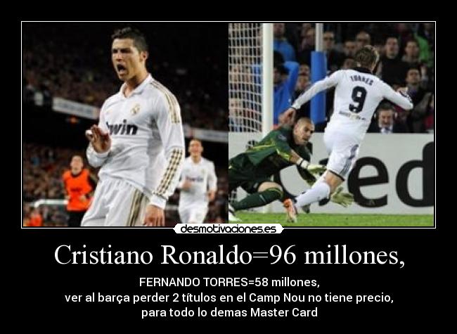 Cristiano Ronaldo=96 millones, -