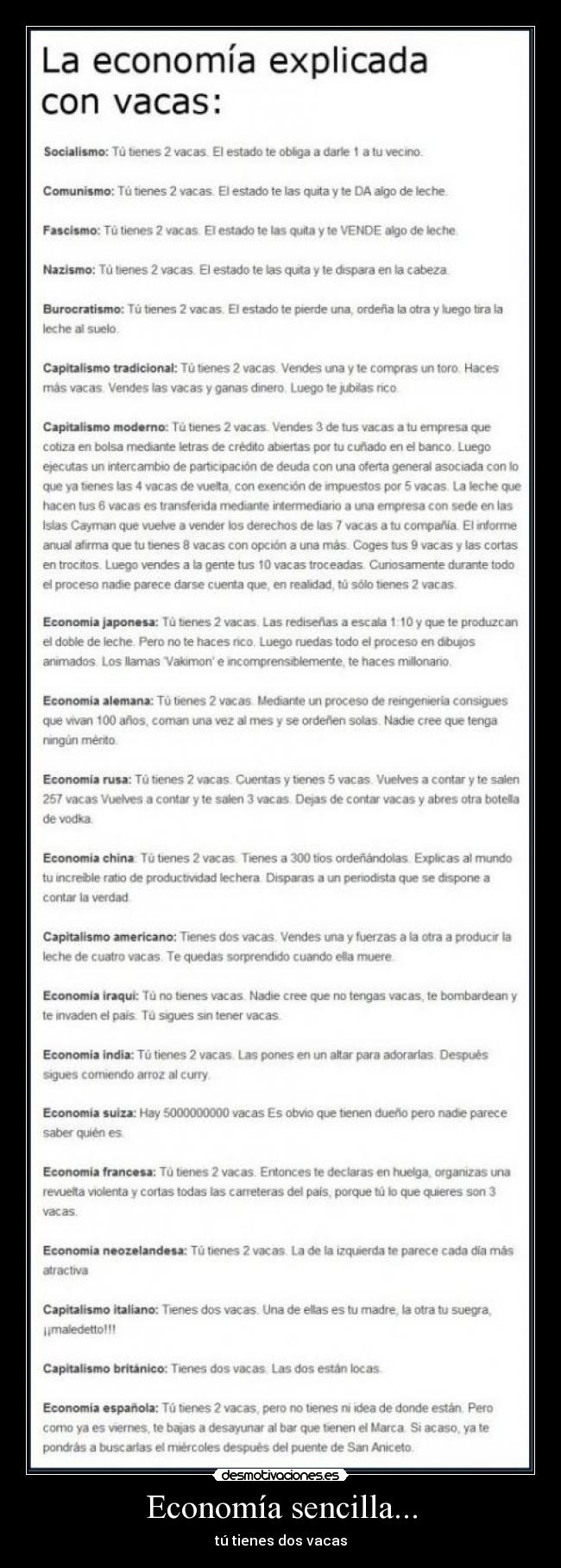 Economía sencilla... - tú tienes dos vacas