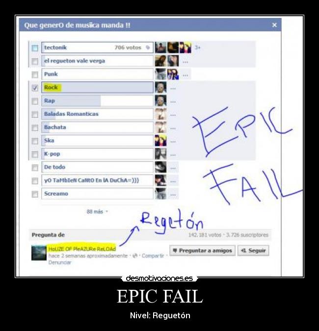 carteles fail regueton rock musica preguntas facebook epic fail desmotivaciones