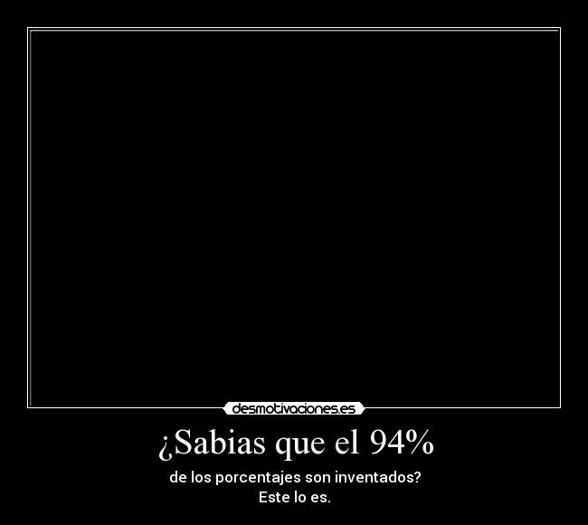 ¿Sabias que el 94% - de los porcentajes son inventados?
Este lo es.