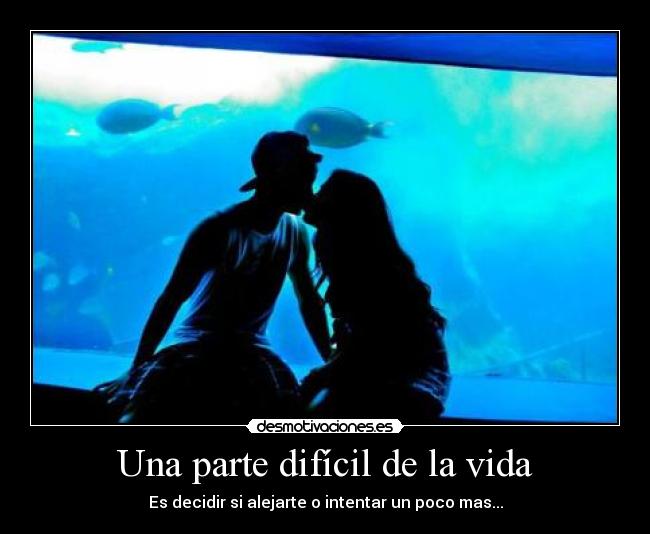 Una parte difícil de la vida - Es decidir si alejarte o intentar un poco mas...