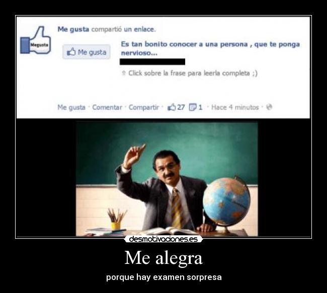 Me alegra - porque hay examen sorpresa