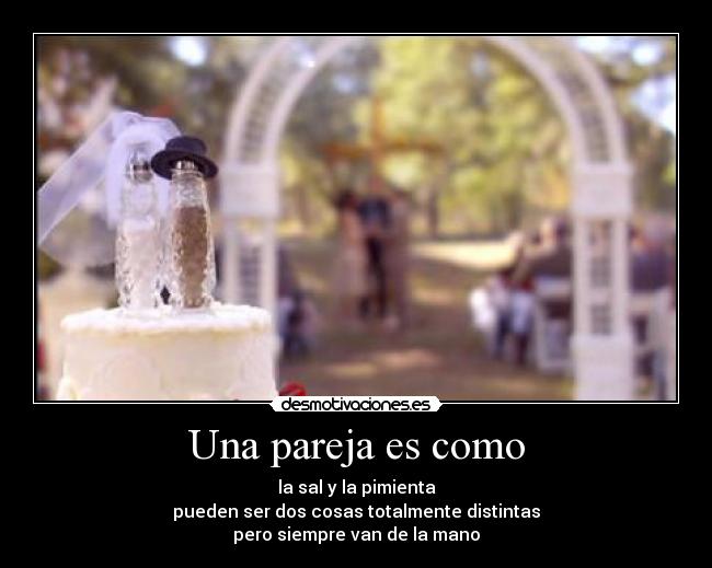 Una pareja es como - la sal y la pimienta
pueden ser dos cosas totalmente distintas
pero siempre van de la mano