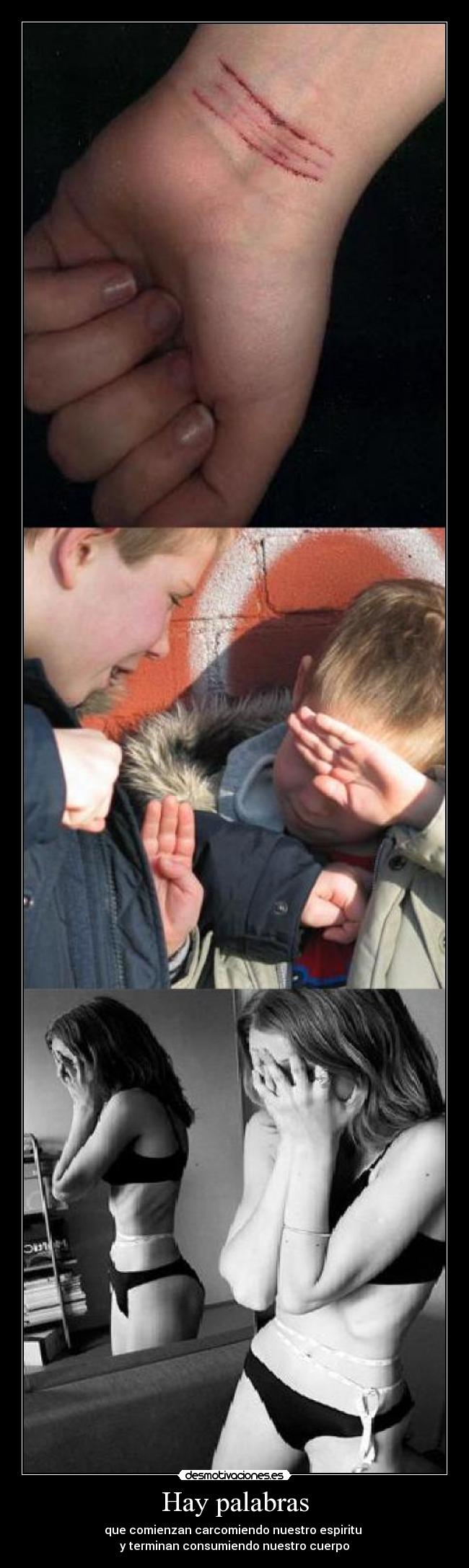 Hay palabras - que comienzan carcomiendo nuestro espiritu 
y terminan consumiendo nuestro cuerpo