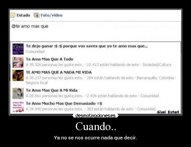 carteles facebook tipico cuando nos ocurre nada que decir extari etiquetas tags tag amo desmotivaciones