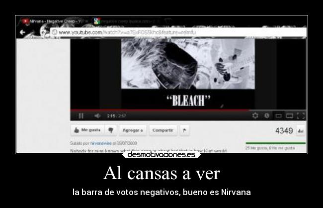 Al cansas a ver - la barra de votos negativos, bueno es Nirvana