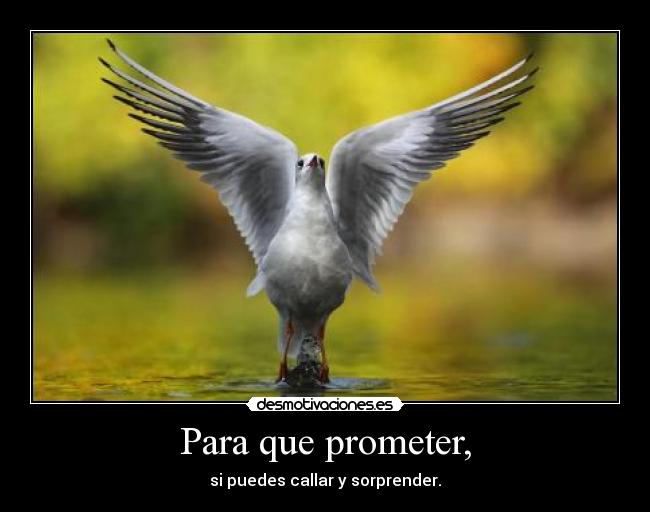 Para que prometer, - si puedes callar y sorprender.