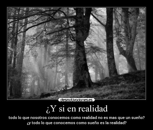 ¿Y si en realidad - todo lo que nosotros conocemos como realidad no es mas que un sueño?
¿y todo lo que conocemos como sueño es la realidad?