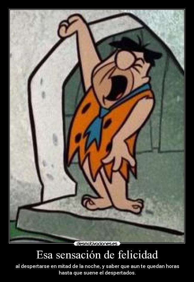 Esa sensación de felicidad - al despertarse en mitad de la noche, y saber que aun te quedan horas
hasta que suene el despertados.