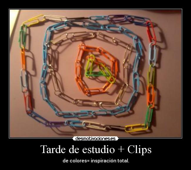 Tarde de estudio + Clips - de colores= inspiración total.