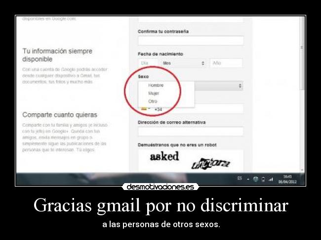 Gracias gmail por no discriminar - 