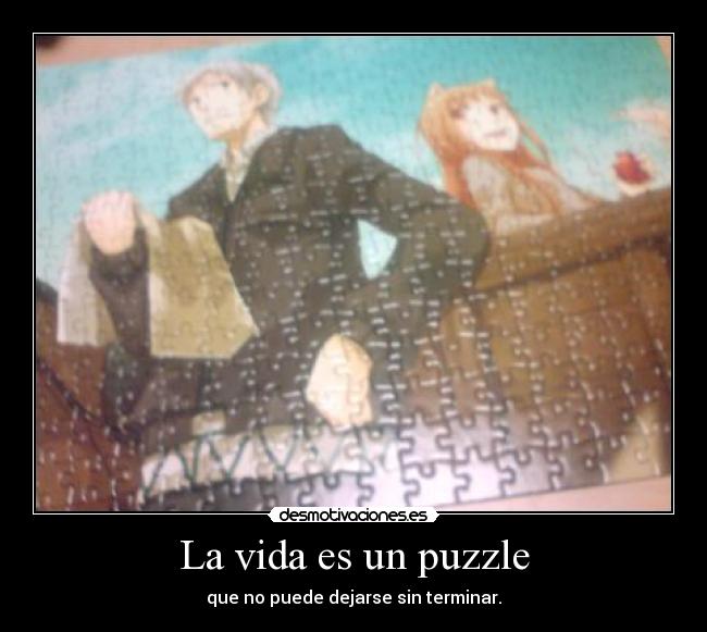 carteles vida puzzle spice and wolf harukaze horo lawrence anime desmotivaciones