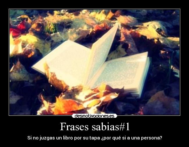 Frases sabias#1 - Si no juzgas un libro por su tapa ¿por qué si a una persona?