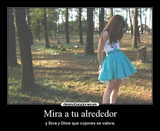 Mira a tu alrededor - y llora y Dime que cojones se valora.