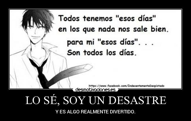 LO SÉ, SOY UN DESASTRE - Y ES ALGO REALMENTE DIVERTIDO.
