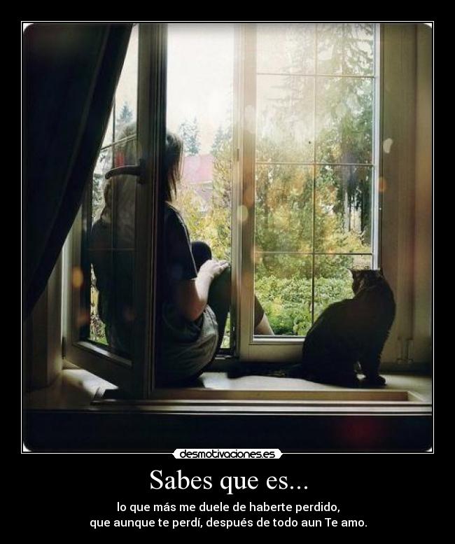 Sabes que es... - lo que más me duele de haberte perdido,
que aunque te perdí, después de todo aun Te amo.