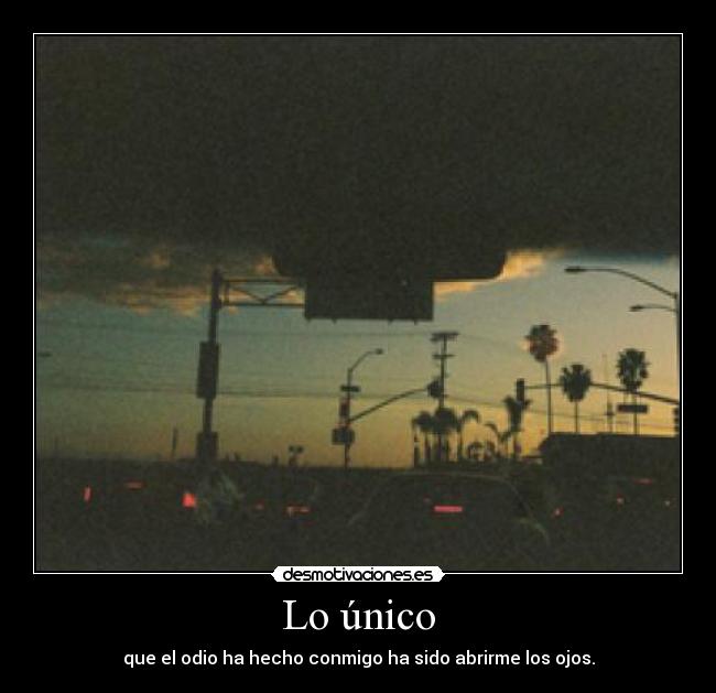 Lo único - que el odio ha hecho conmigo ha sido abrirme los ojos.