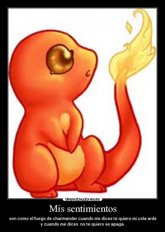 Mis sentimientos - son como el fuego de charmander cuando me dices te quiero mi cola arde
y cuando me dices no te quiero se apaga.
