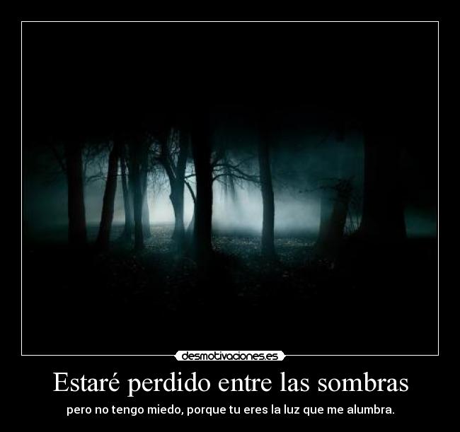 Estaré perdido entre las sombras - pero no tengo miedo, porque tu eres la luz que me alumbra.