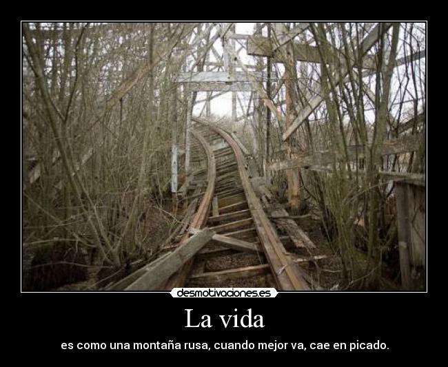 La vida - es como una montaña rusa, cuando mejor va, cae en picado.