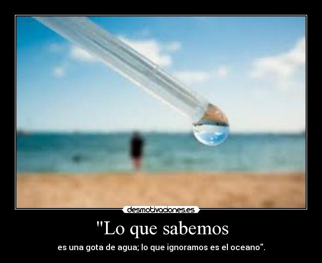 Lo que sabemos - es una gota de agua; lo que ignoramos es el oceano.