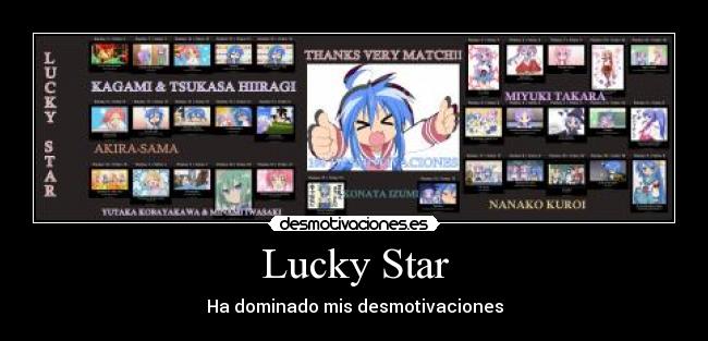 carteles 100 desmotivaciones gracias lucky star anime konata kagami tsukasa miyuki nanako akira minami yutaka desmotivaciones