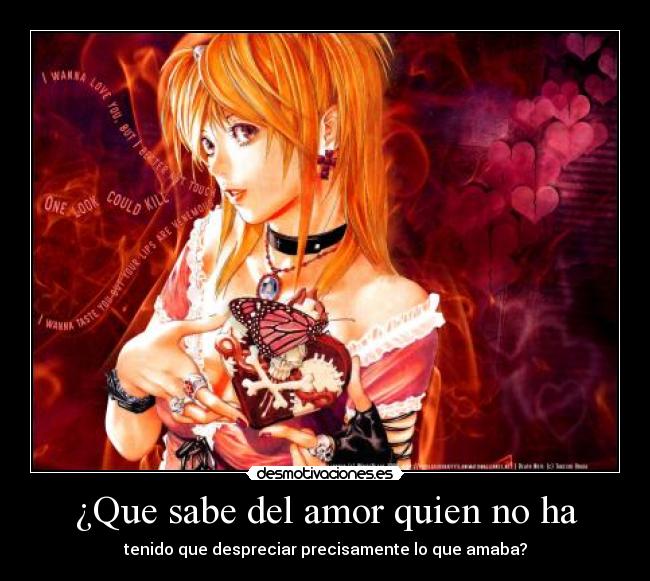 ¿Que sabe del amor quien no ha - tenido que despreciar precisamente lo que amaba?