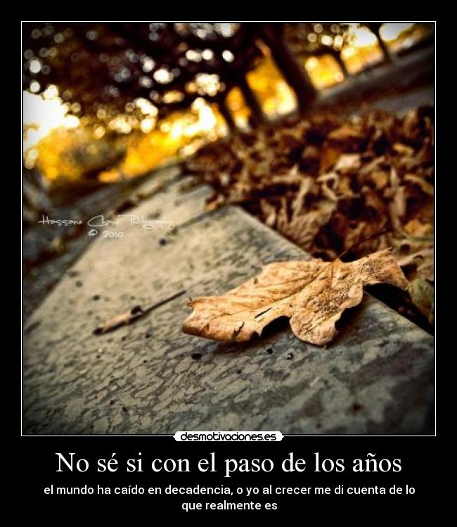 No sé si con el paso de los años - el mundo ha caído en decadencia, o yo al crecer me di cuenta de lo que realmente es