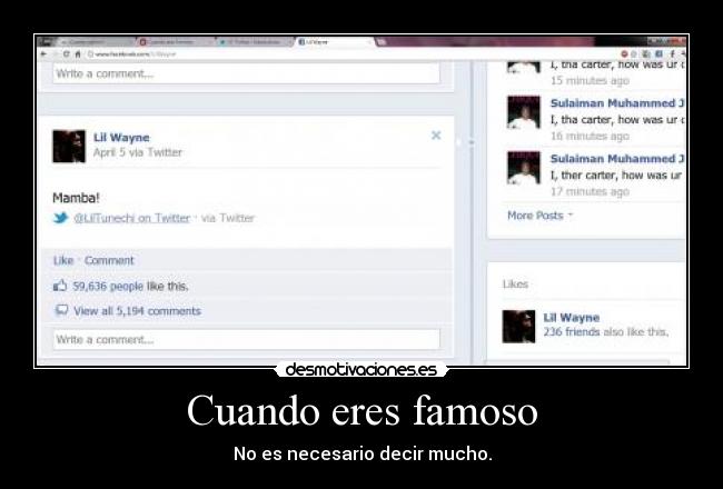 Cuando eres famoso -