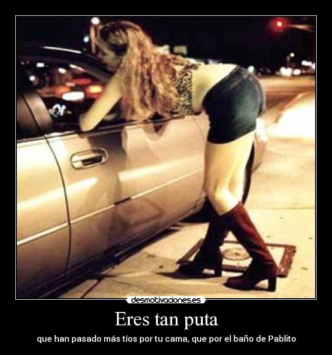 Eres tan puta - que han pasado más tíos por tu cama, que por el baño de Pablito