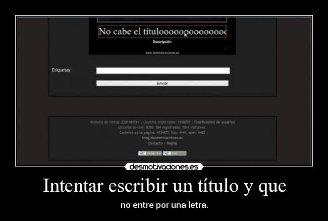 Intentar escribir un título y que -