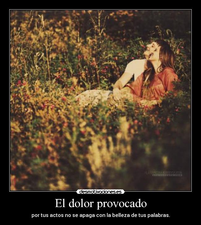 El dolor provocado - por tus actos no se apaga con la belleza de tus palabras.