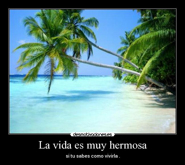 La vida es muy hermosa - si tu sabes como vivirla .