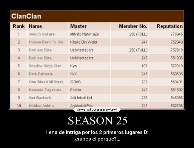 carteles ninja saga clan season desmotivaciones