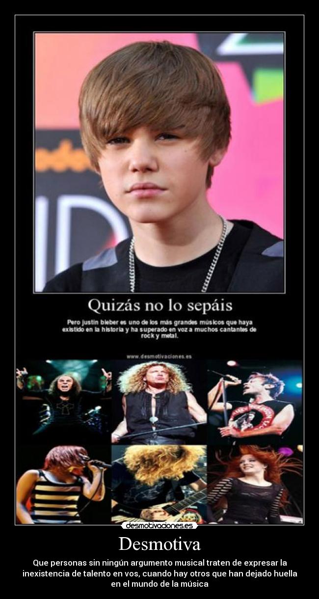 carteles critica hayley williams simone simons dave mustaine dio bruce dickinson justin bieber robert plant desmotivaciones