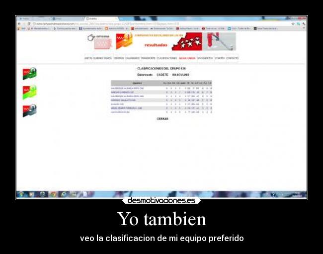 Yo tambien - veo la clasificacion de mi equipo preferido