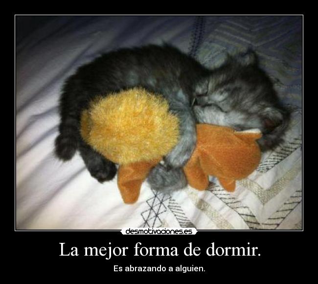 La mejor forma de dormir. - Es abrazando a alguien.