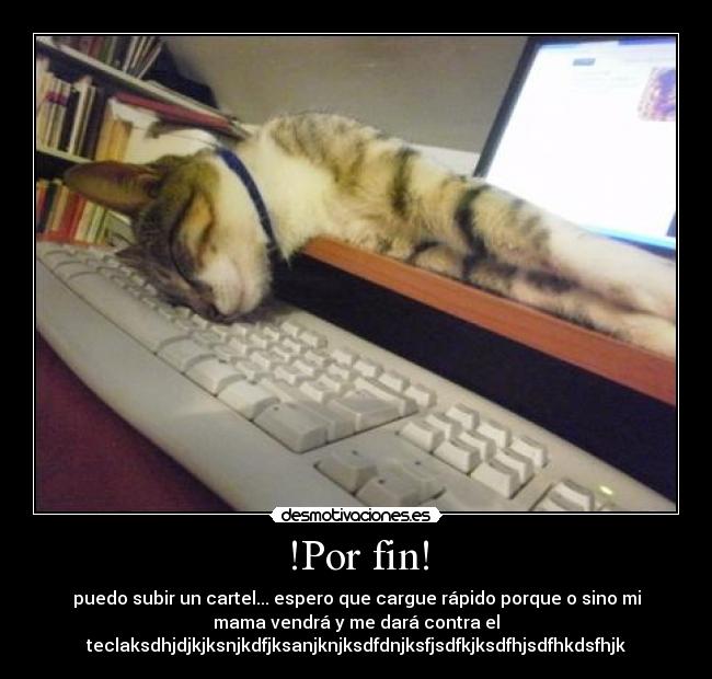 !Por fin! - puedo subir un cartel... espero que cargue rápido porque o sino mi
mama vendrá y me dará contra el
teclaksdhjdjkjksnjkdfjksanjknjksdfdnjksfjsdfkjksdfhjsdfhkdsfhjk