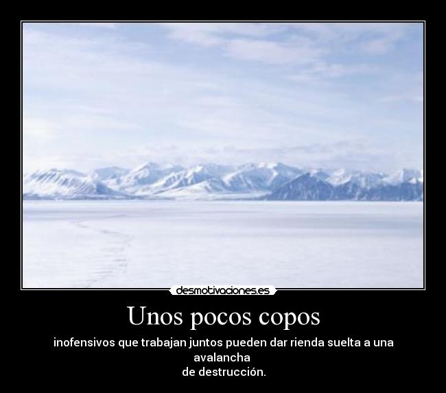 Unos pocos copos - inofensivos que trabajan juntos pueden dar rienda suelta a una avalancha
de destrucción.