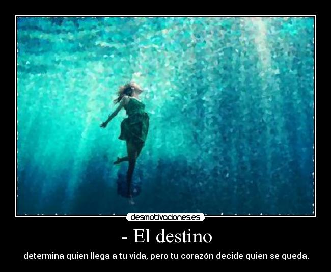 - El destino - determina quien llega a tu vida, pero tu corazón decide quien se queda.
