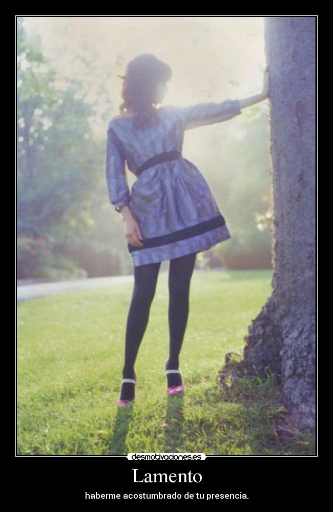 Lamento - haberme acostumbrado de tu presencia.