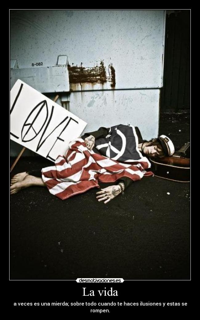 La vida - a veces es una mierda; sobre todo cuando te haces ilusiones y estas se rompen.