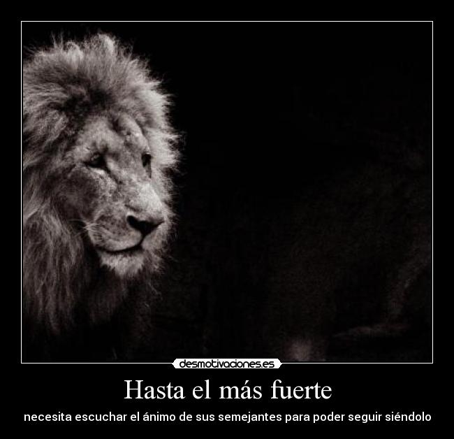 Hasta el más fuerte - necesita escuchar el ánimo de sus semejantes para poder seguir siéndolo