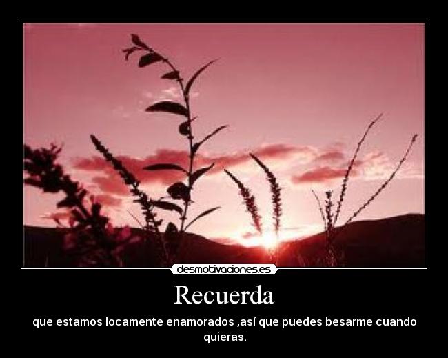 Recuerda - que estamos locamente enamorados ,así que puedes besarme cuando quieras.