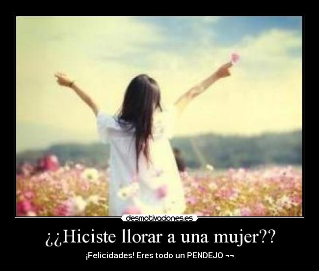 carteles llorar mujer hiciste llorar una mujer felicidades eres todo pendejo verdades desmotivaciones