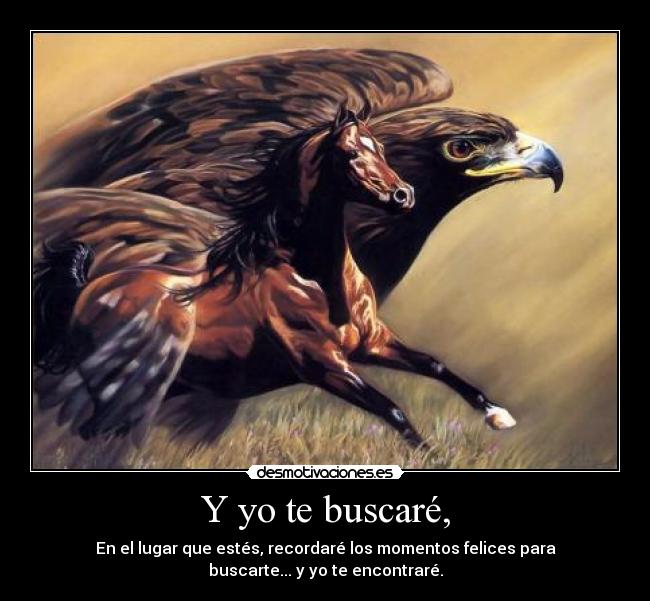 Y yo te buscaré, - En el lugar que estés, recordaré los momentos felices para
buscarte... y yo te encontraré.