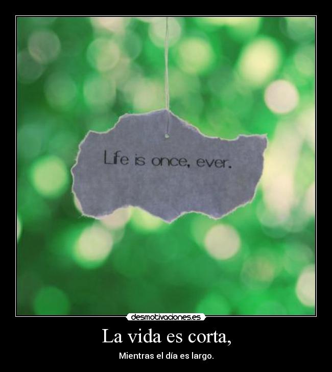La vida es corta, - Mientras el día es largo.