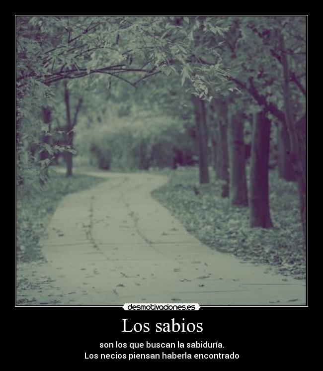 Los sabios - son los que buscan la sabiduría.
Los necios piensan haberla encontrado