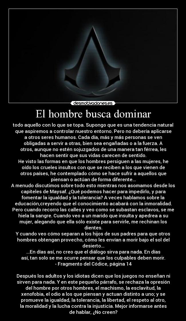 carteles assassins creed fragmento del codice desmotivaciones