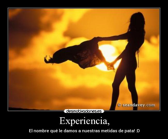 Experiencia, - El nombre qué le damos a nuestras metidas de pata! :D